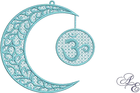  Art Of Embroidery Crescent Moon Om Freestanding Lace Triple Moon Design Transparent Png Lace Png