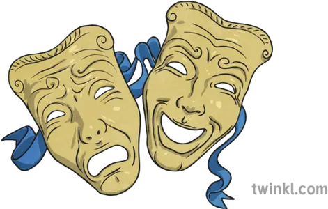  Theatrical Masks Illustration Happy Png Theatre Masks Png