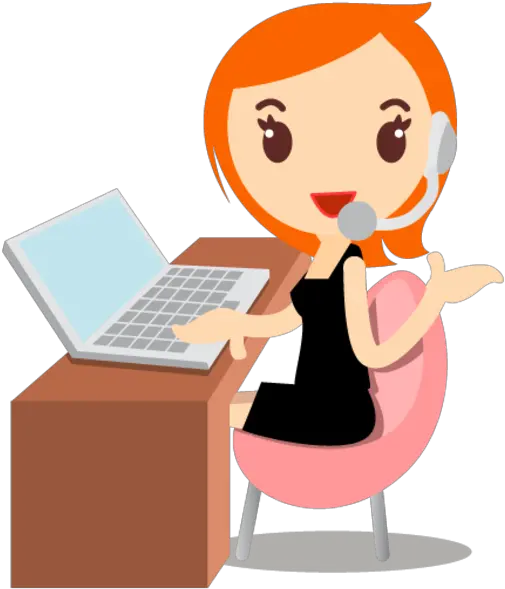  Callcenter Girls Orange Icon Free Images Animated Call Centre Agent Png Contact Center Icon