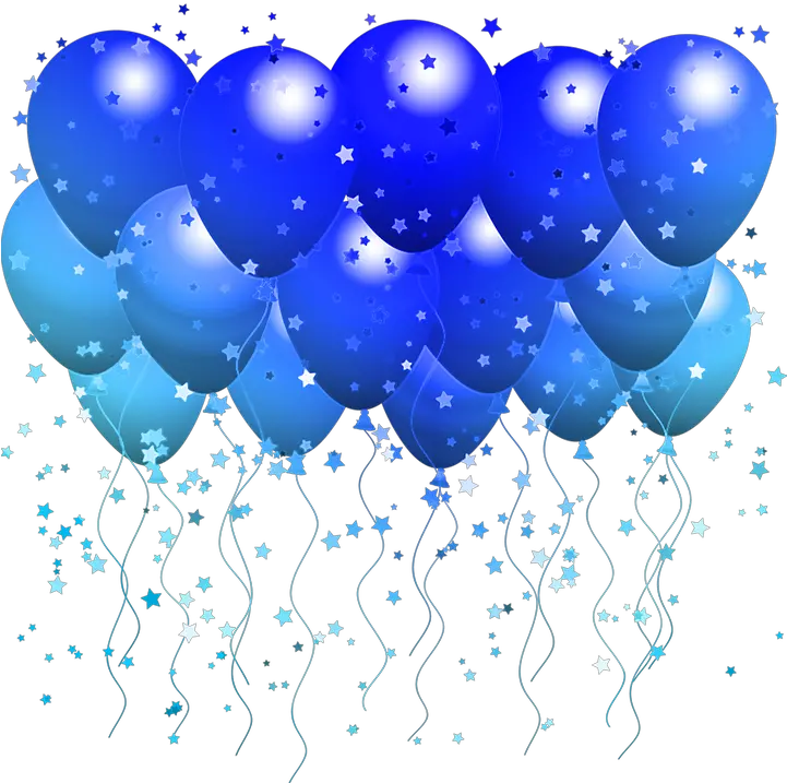  Balloons Blue Streamers Balloon Decoration For Family Reunion Png Streamers Png