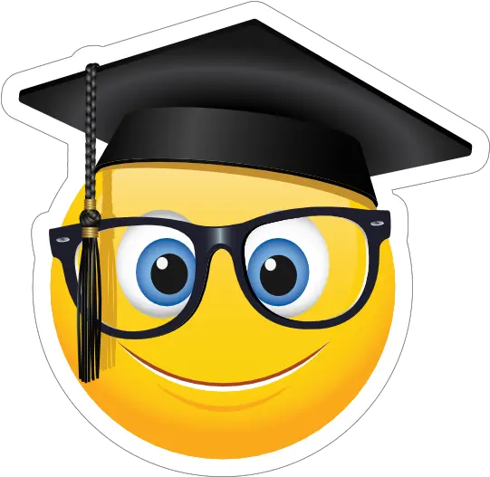  Cute Graduate With Glasses Emoji Sticker Emoticon Graduation Png Glasses Emoji Png