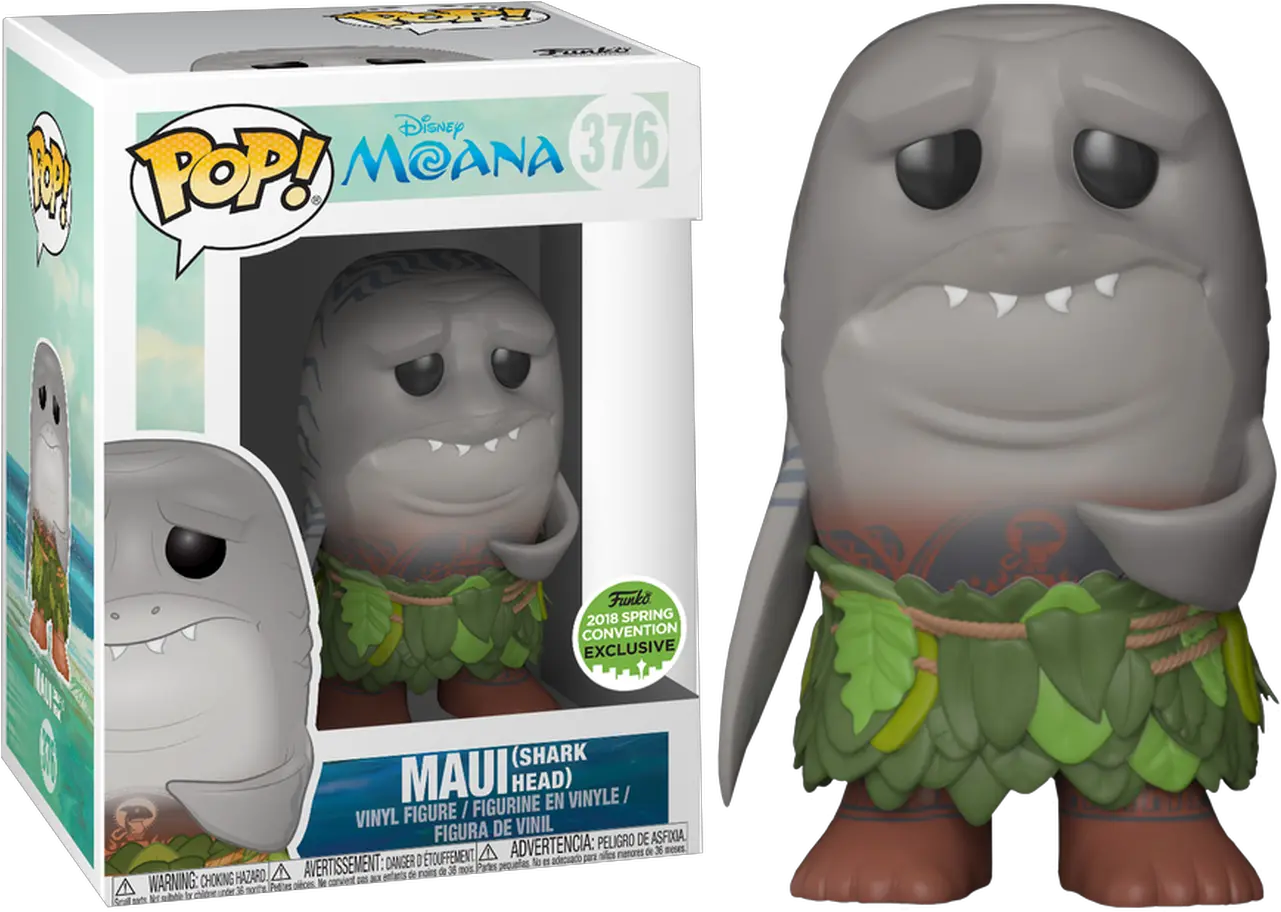  Moana Maui With Shark Head Eccc 2018 Us Exclusive Pop Funko Pop Maui Shark Head Png Moana Transparent