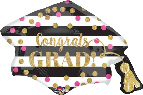  Download Gold Pink Confetti Grad Cap Balloon Png Pink Confetti Png