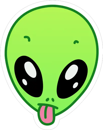  Alien Showing His Tongue Sticker Sticker Mania Png Chrome Alien Icon