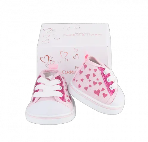  Teddy Shoe Pink Hearts Sneakers Png Baseball Laces Png