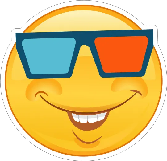  Crazy Smiling Emoji With 3d Glasses Sticker Smiley Png Crazy Emoji Png