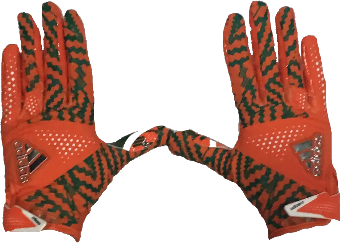  Gloves Png Miami Hurricanes Adizero By Adidas Football Miami Hurricanes Adidas Football Gloves Miami Hurricanes Logo Png