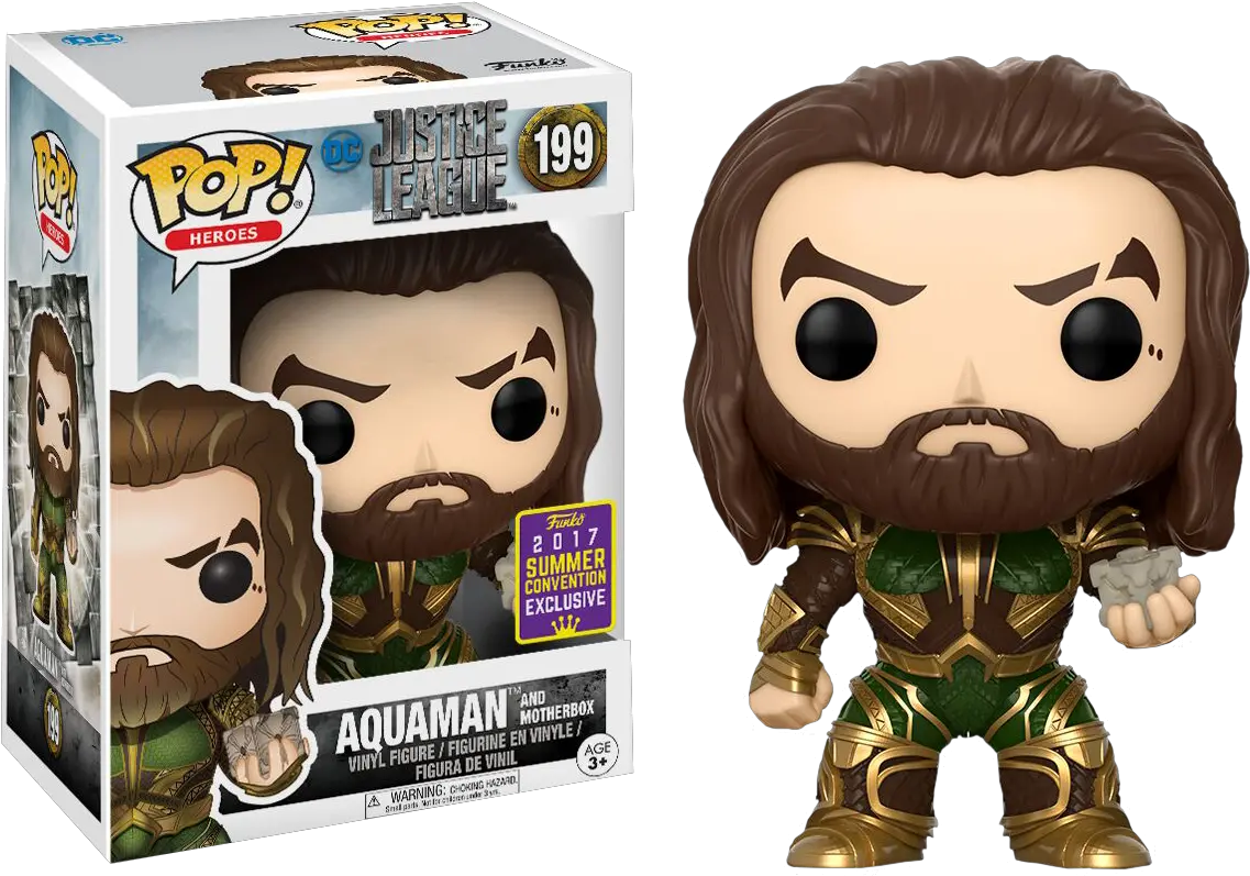  Sdcc 2017 Justice League Aquaman With Motherbox Exclusive Pop Vinyl Figure Funko Pop Aquaman Png Aquaman Png