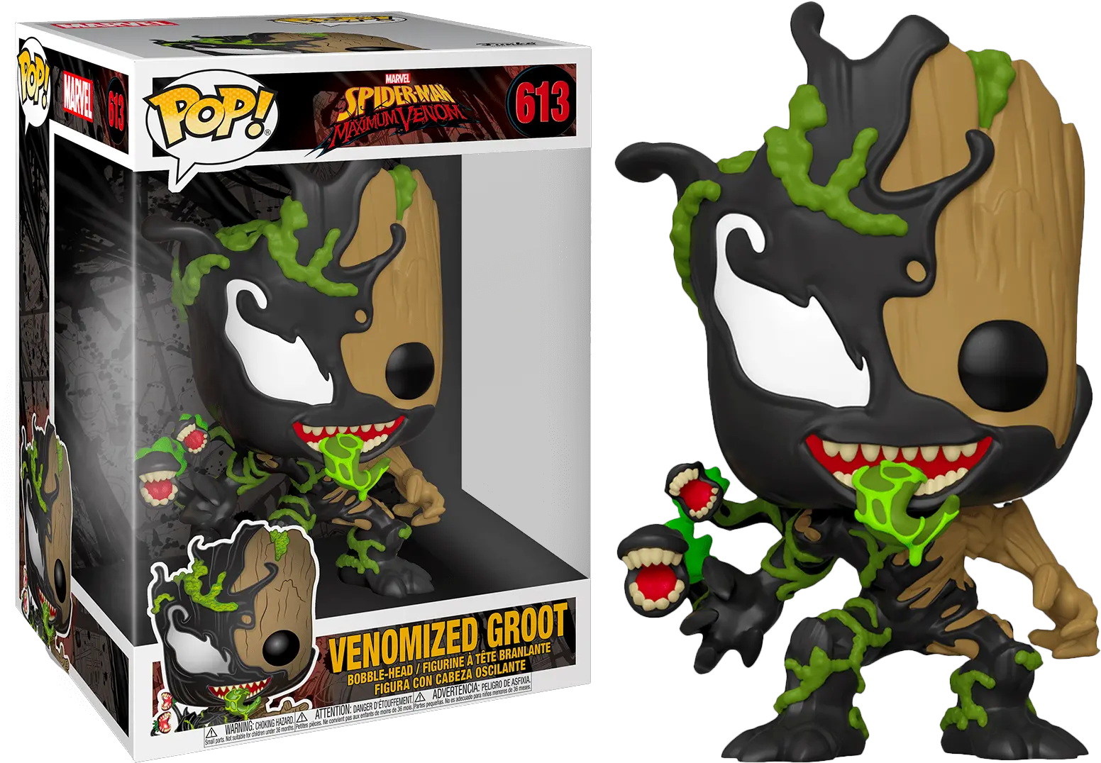  Funko Pop Spider Man Maximum Venom Venomized Baby Groot 10 Lifesize 613 Png Spiderman Face Png