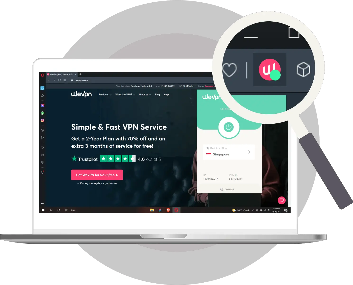  Wevpn For Opera Secured Proxy Extension Technology Applications Png 30 Day Money Back Icon