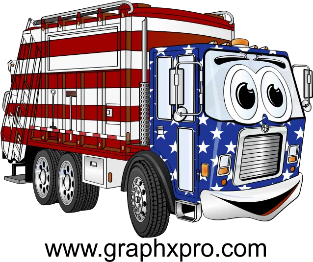  Red White Blue Garbage Truck Cartoon Blue Garbage Truck Cartoon Png Red Truck Png