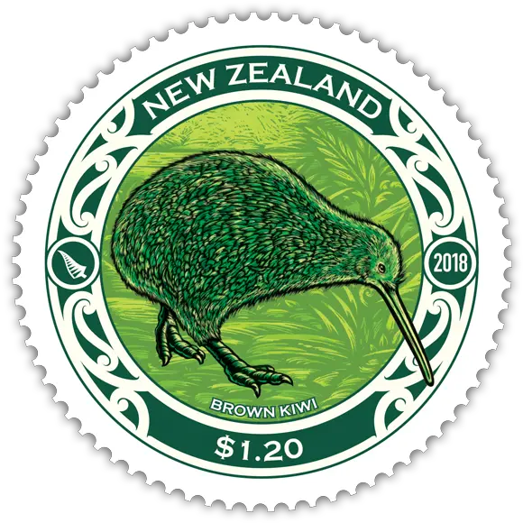  2018 Round Kiwi New Zealand Post Stamps Round Postal Stamp Png Kiwi Bird Png