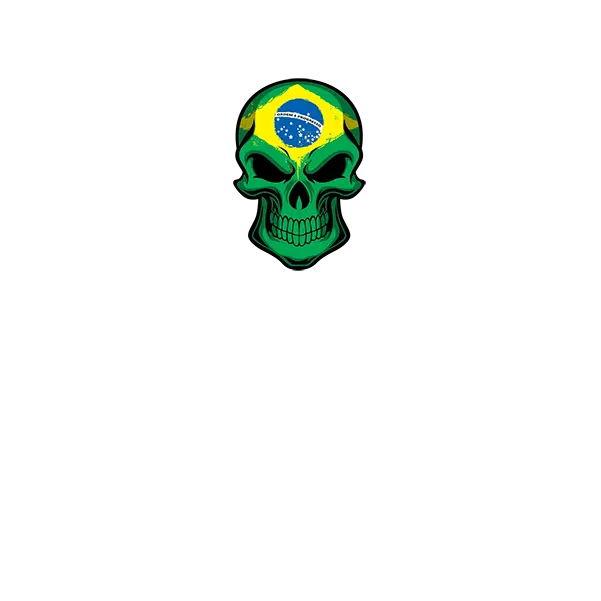  Full Color Printed T Shirt Skull With Brazil Flag Stickers Emblem Png Brazil Flag Png