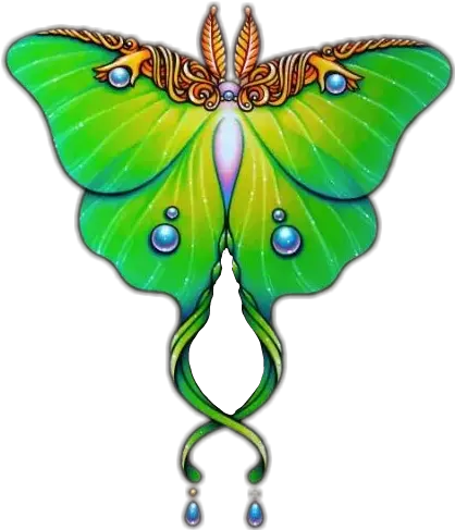  Butterfly Green Jewel Beautiful Beauty Luna Moth Body Jewelled Luna Moth Tattoo Png Moth Png