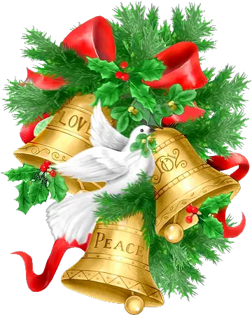  Christmas Pine Branch Golden Bells And Doves Png Clipart Compliments Of The Season Greetings Pine Branch Png