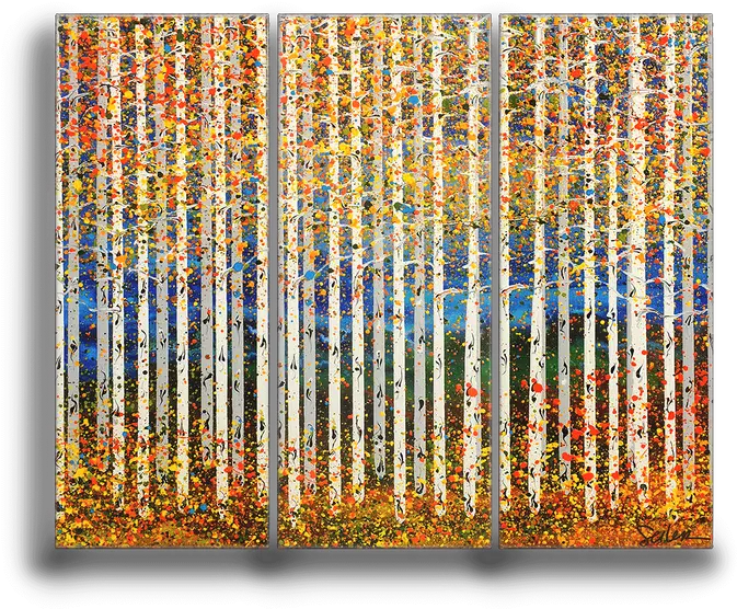  Fall Aspen Trees 3 Panel Box Art Visual Arts Png Fall Trees Png