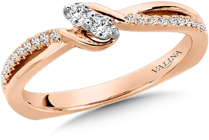  Two Stone Diamond Engagement Ring Moutning In 14k Rose Gold 16 Ct Tw Ring Png Ring Transparent Background