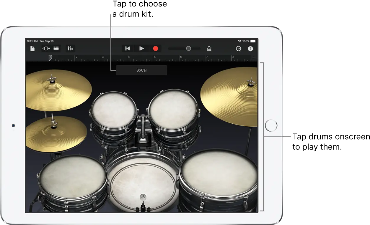  Play The Drums In Garageband For Ipad Garage Band Drum Parts Png Drum Set Png