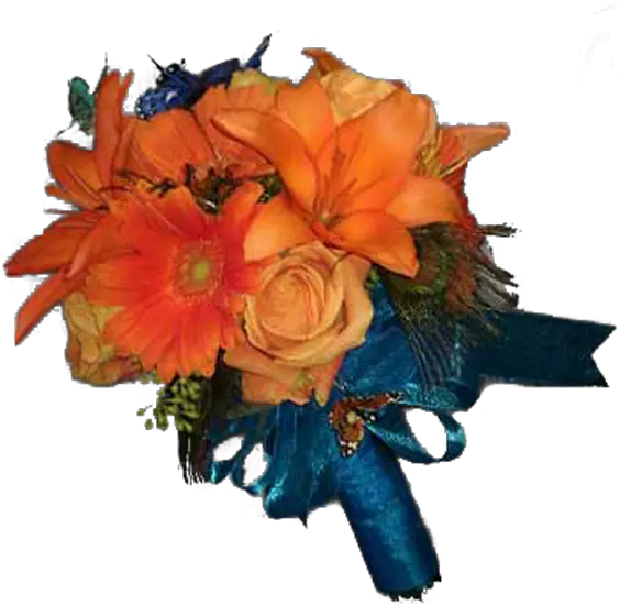  Teal U0026 Orange Clutch Bouquet Png Orange Flowers Png