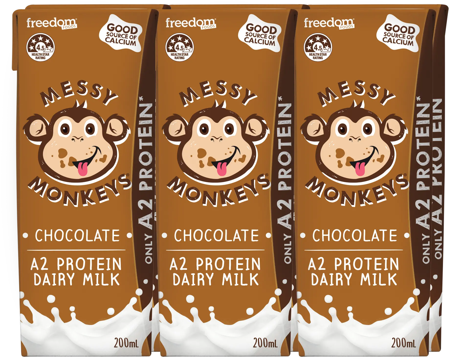  Messy Monkeys A2 Protein Chocolate Milk U2013 Freedom Foods Messy Monkeys Milk Png Milk Transparent