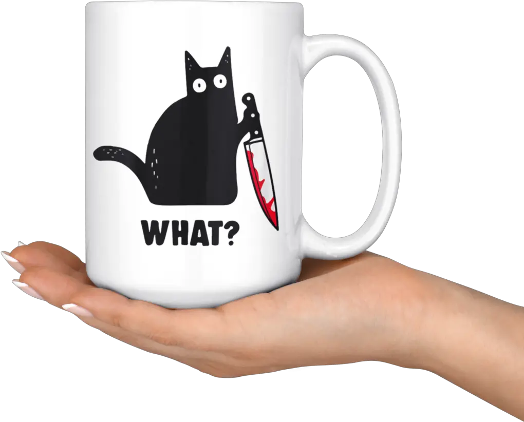  Black Cat Bloody Knife What Mug 15 Black Cat With Knife Png Knife Cat Meme Transparent