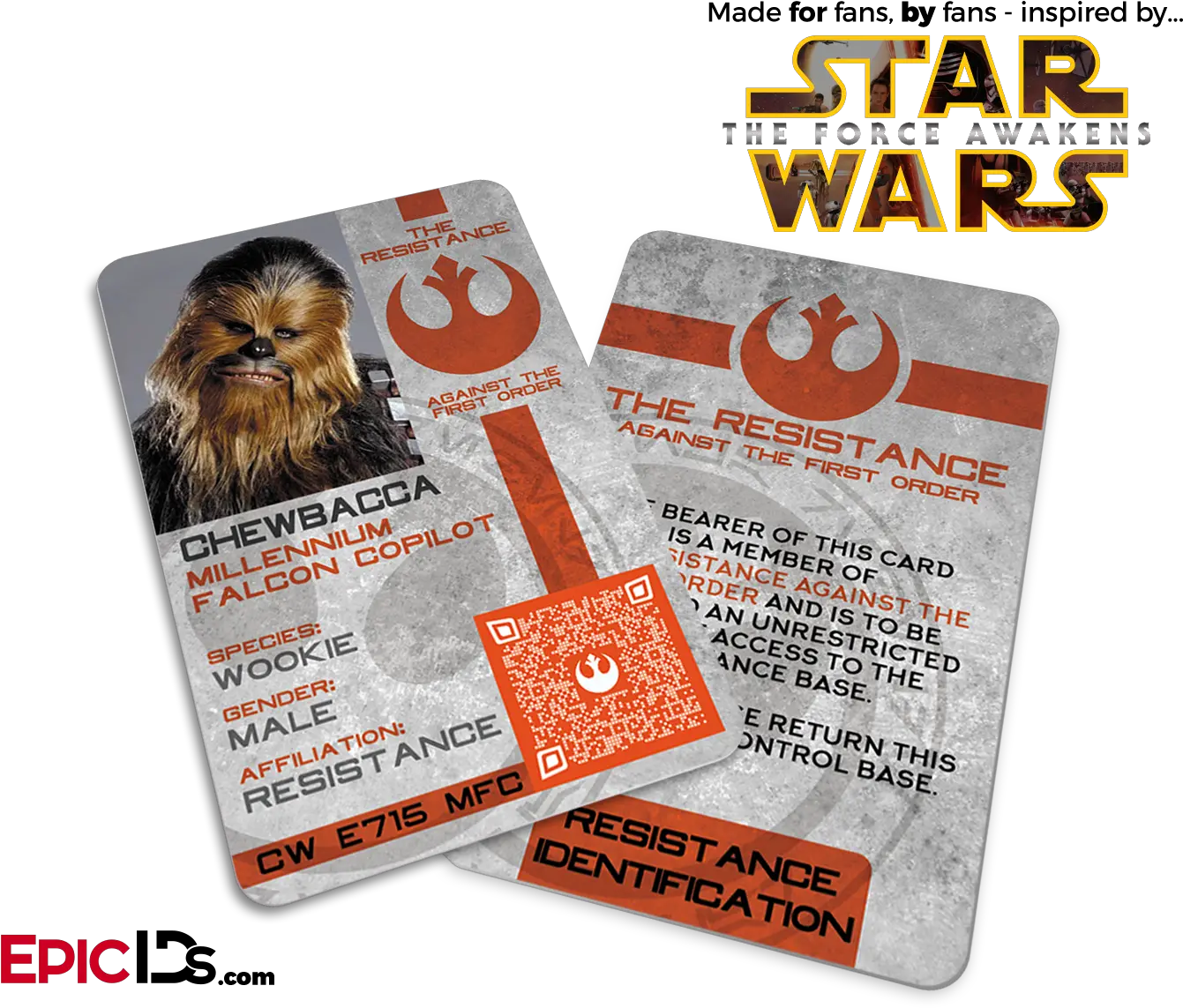  Star Wars Tfa Inspired The Resistance Chewbacca Identification Card Badge Star The Force Awakens Png Chewbacca Png