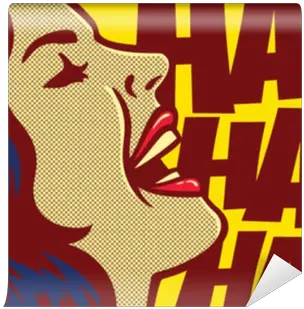  Wall Mural Pop Art Style Comic Book Panel Woman Having Fun Pop Art Laughing Png Laugh Out Loud Icon