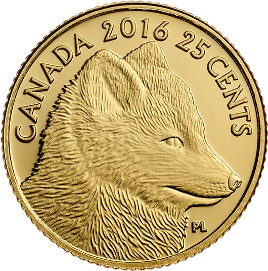  05 G Pure Gold Coin U2013 Predator Vs Prey Traditional Arctic Fox Canada 25 Cents 2016 Royal Mint Gold Png Arctic Fox Png