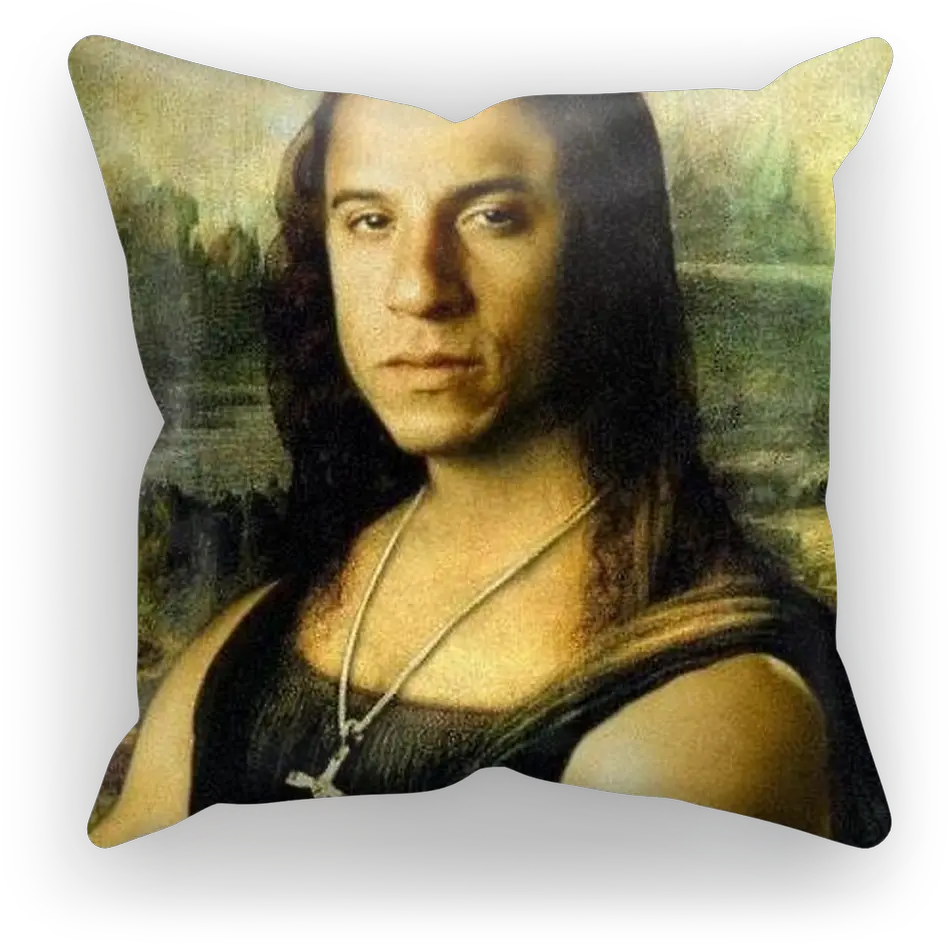  Vin Diesel As The Mona Lisa Sublimation Cushion Cover Vin Diesel Mona Lisa Png Vin Diesel Png