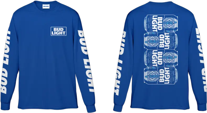  Bud Light Long Sleeve Stacked Can Back Print Tee Long Sleeve Png Bud Light Can Png