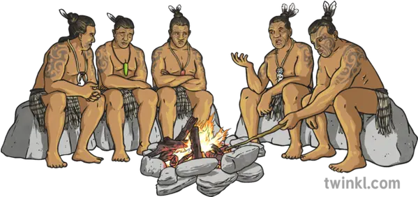  Maui And Brothers Around Campfire No Background Ilustración Cartoon Png Campfire Transparent Background