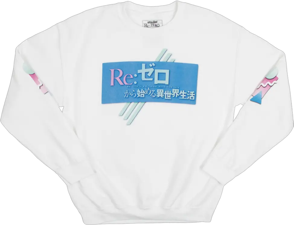  Rezero Rem Ram White Crew Neck Sweatshirtu2013 Atsuko Long Sleeve Png Rem Re Zero Png