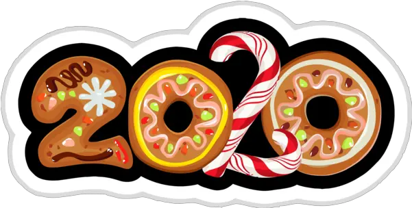  Download Free New Year Doughnut Pastry Font For Happy 2020 Dot Png Food Holidays Icon