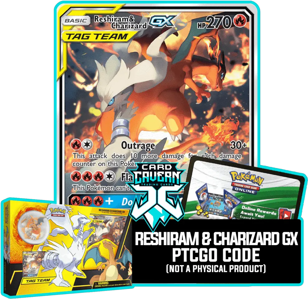  Reshiram U0026 Charizard Gx Sm201 Ptcgo Code Pokemon Tag Team Charizard Png Charizard Transparent