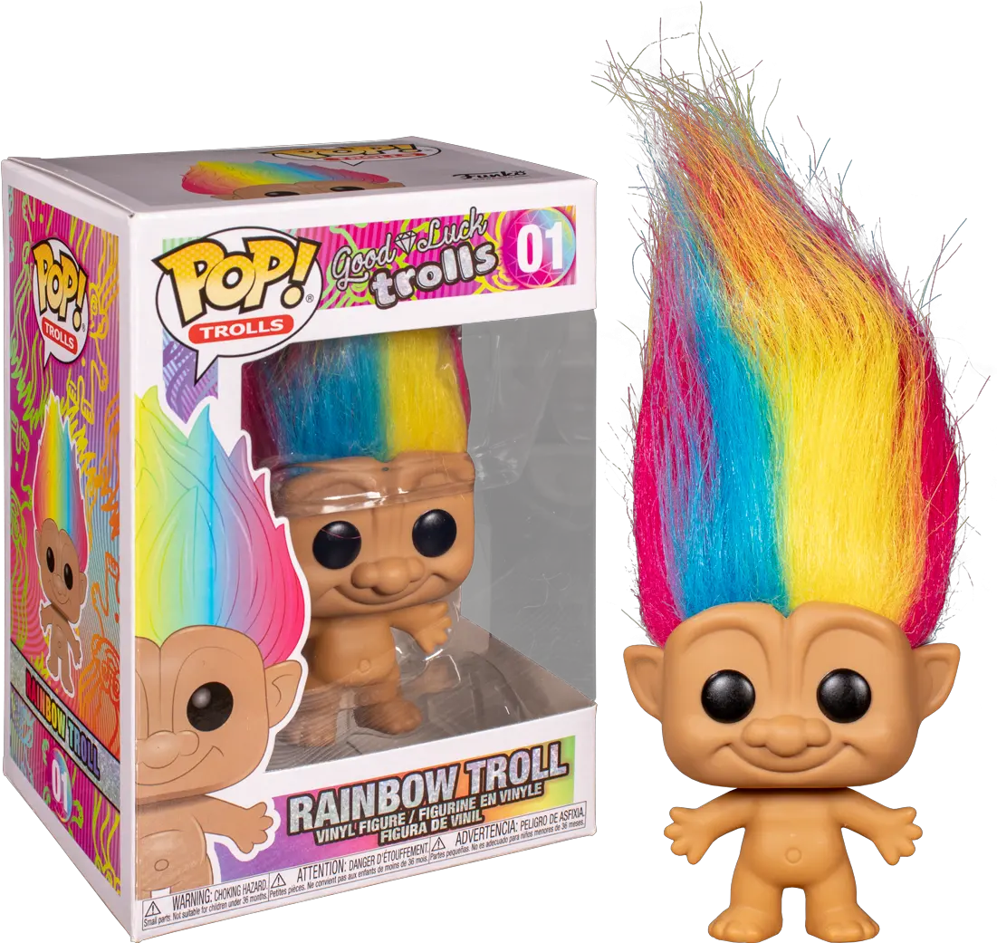  Trolls Funko Pop Rainbow Troll 01 Good Luck Troll Funko Png Trolls Png Images