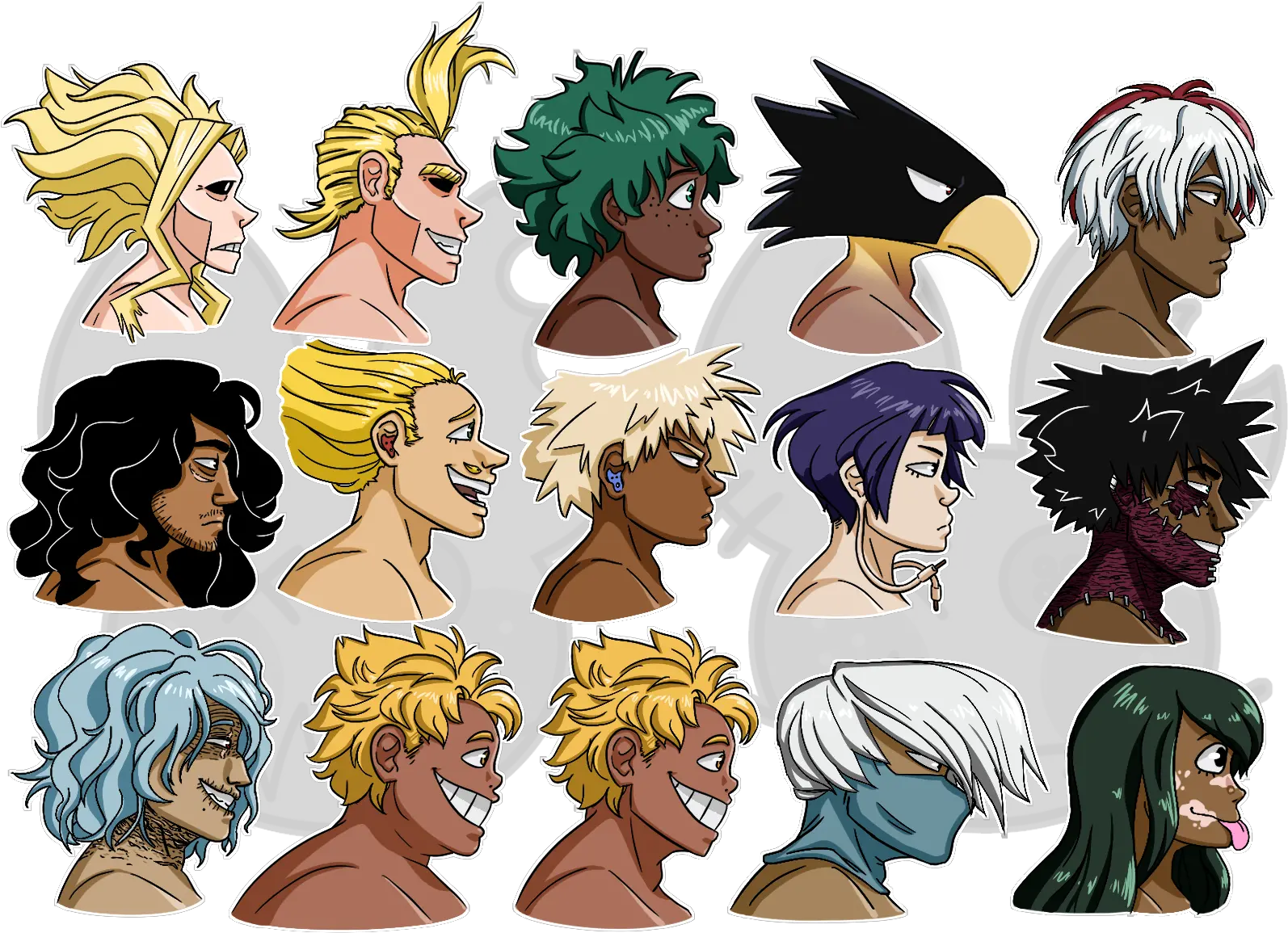  Bnha Busts By Sedated Smiles On Newgrounds My Hero Academia Side View Png Izuku Midoriya Transparent