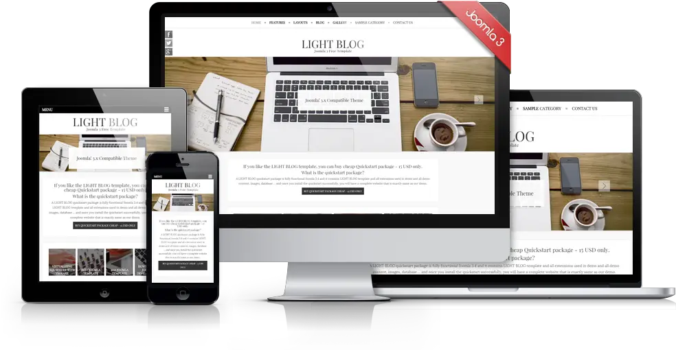  Light Blog Free Joomla 3 Responsive Bootstrap Template Joomla Theme Free Png Blogger Png