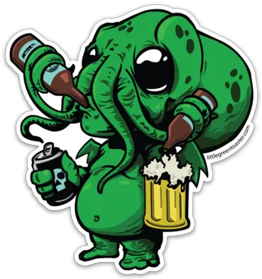  Cthulhu Beer Monster Sticker Little Green Toaster Cute Cthulhu Png Cthulhu Png