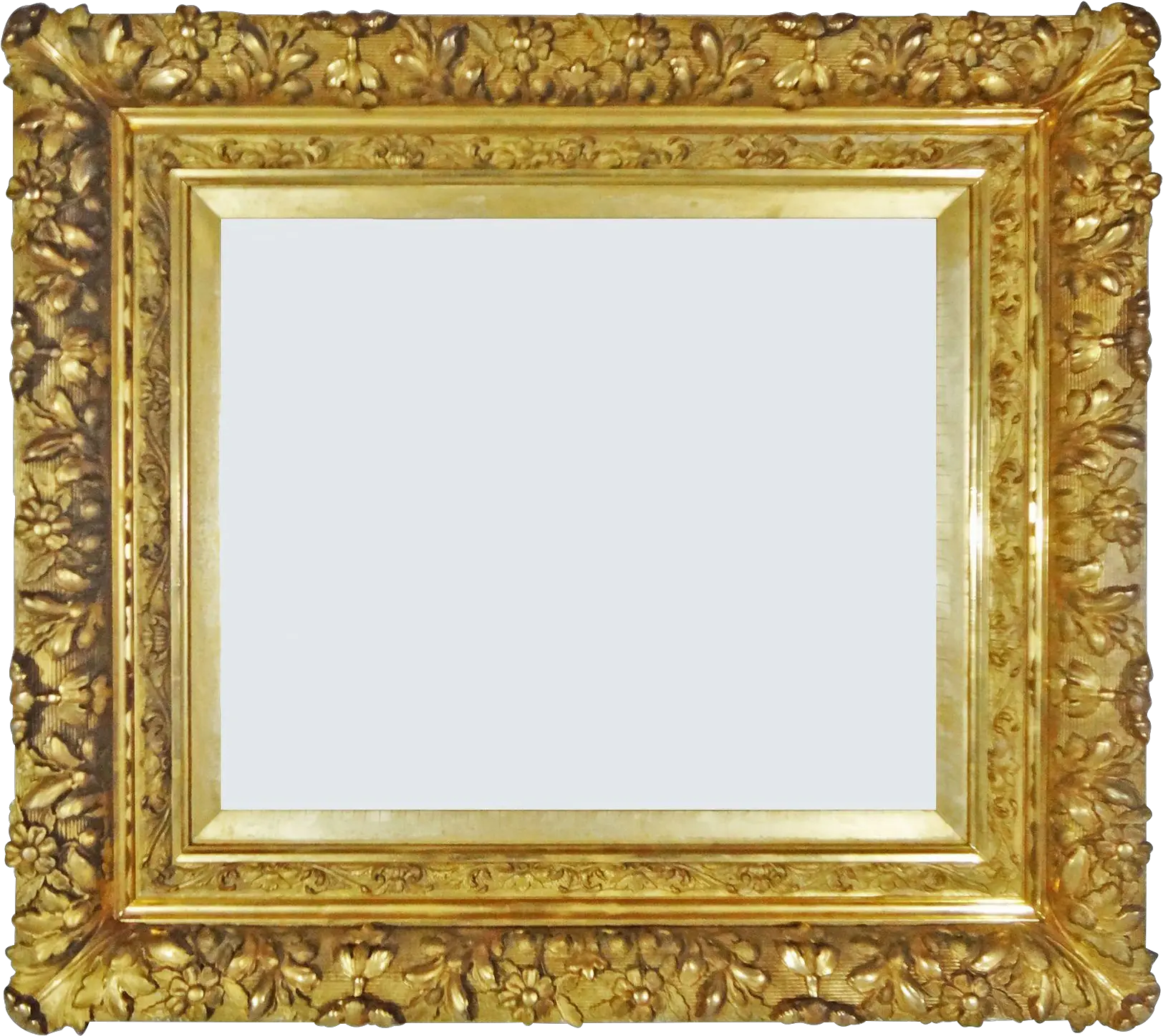  Antique French Louis Xiii Style Barbizon Gilt Wood Gesso Musée Png Mirror Frame Png