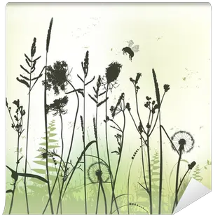  Real Grass Silhouette With Bumblebee Vector Wall Mural U2022 Pixers We Live To Change Art Png Grass Silhouette Transparent