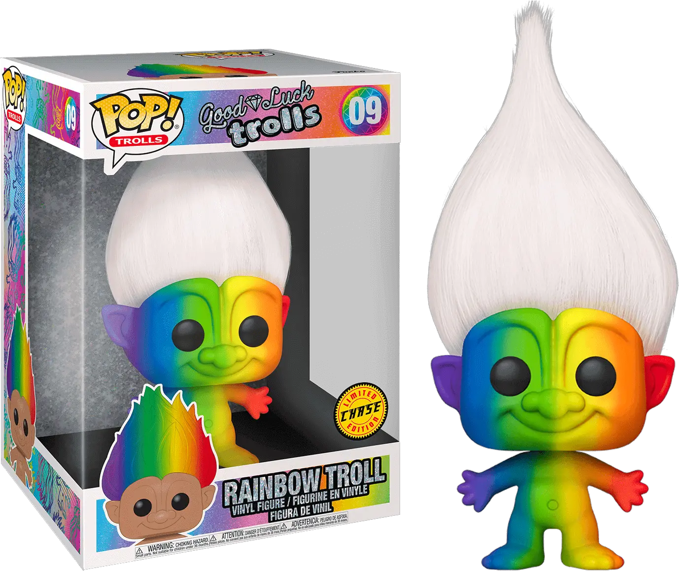  Trolls Rainbow Troll With Hair 10 Pop Vinyl Rainbow Troll Funko Pop Png Trolls Png