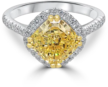  Yellow Cushion Diamond Halo Engagement Ring Engagement Ring Png Wedding Ring Transparent Background