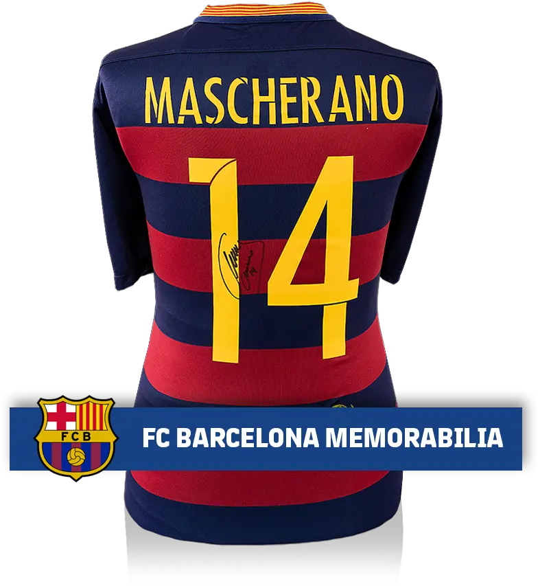  Javier Mascherano Official Fc Barcelona Back Signed 2015 16 Short Sleeve Png Barcelona Fc Logo Icon