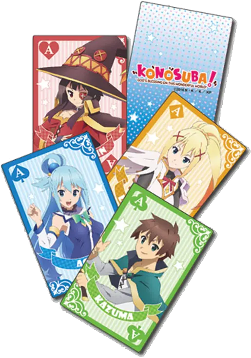  Konosuba Kazuma Aqua Megumin U0026 Darkness Group Playing Cards Konosuba Cards Png Megumin Transparent