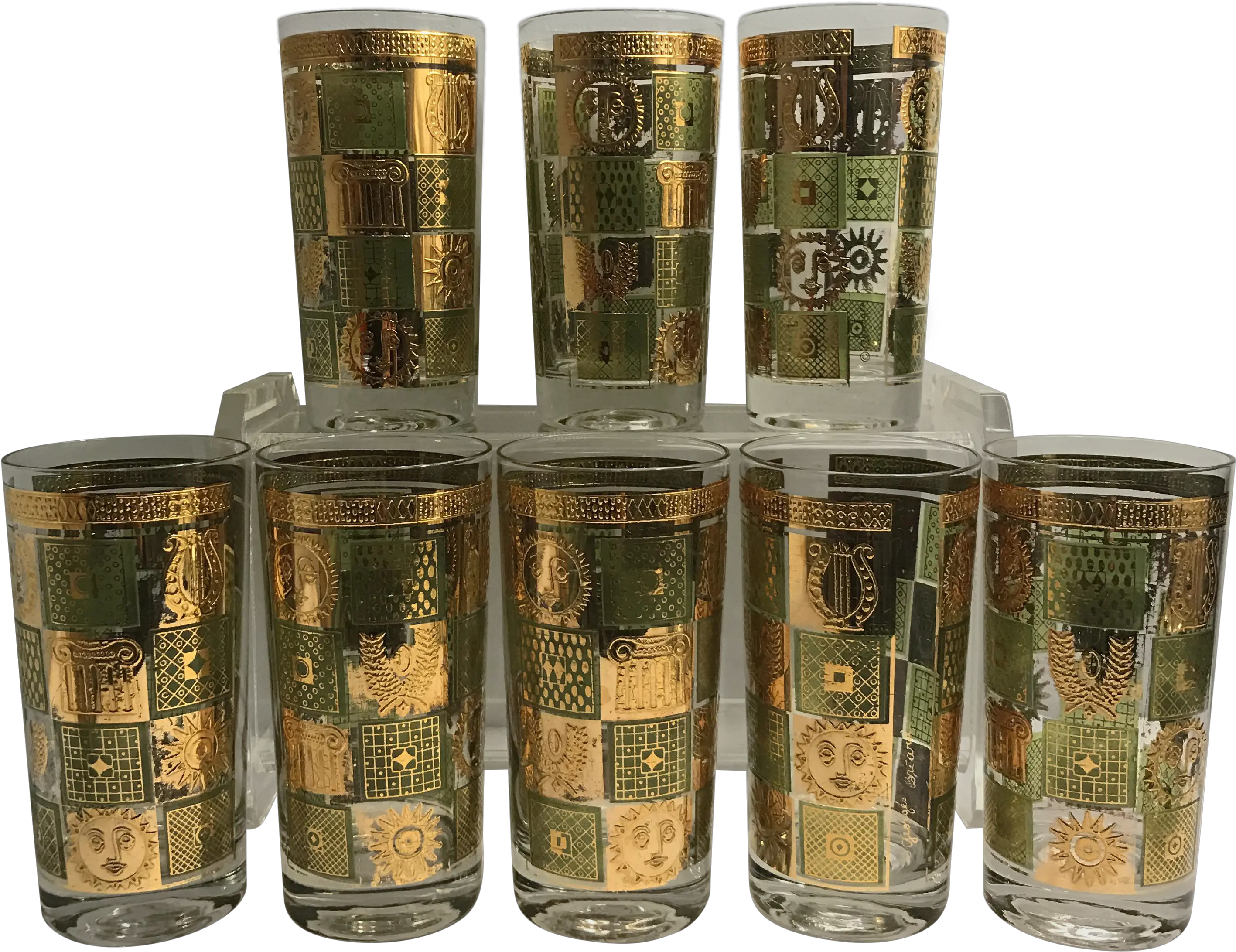  Georges Briard Golden Celeste Mid Century Modern Glasses Set Of 8 Pint Glass Png 8 Bit Glasses Png