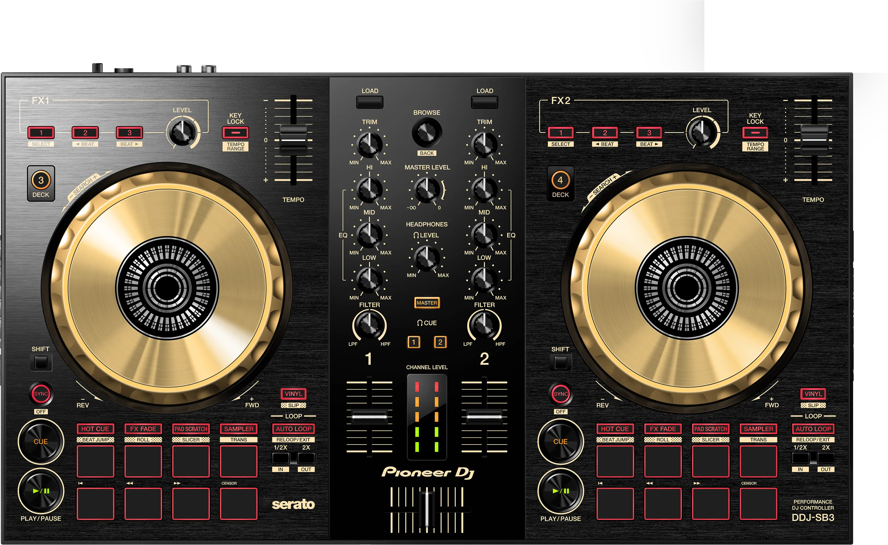  Ddj Sb3n 2channel Dj Controller For Serato Dj Lite Gold Pioneer Ddj Sb3 N Png Dj Turntable Icon