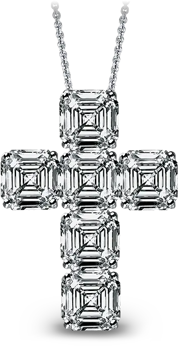  Asscher Cut Diamond Cross Pendant Jacob U0026 Co Timepieces Asscher Cut Diamond Cross Pendant Png Cross Necklace Png