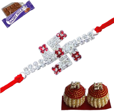  Elegant Swastik Rakhi With Diamonds Diamond Rakhis Full Cadbury Dairy Milk Png Diamonds Falling Png