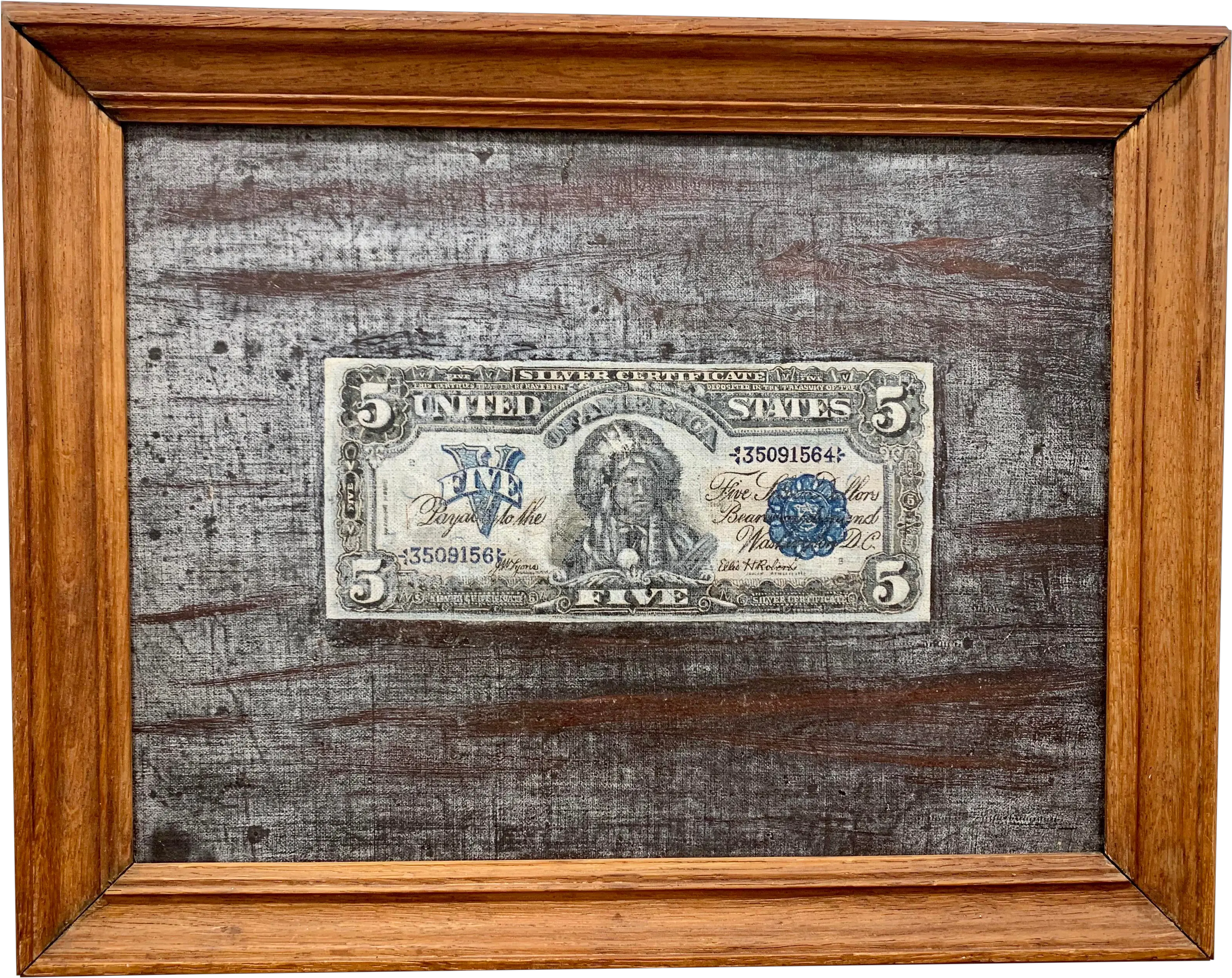  Trompe Lu2019oeil 5 Dollar Bill Painting Picture Frame Png 5 Dollar Bill Png