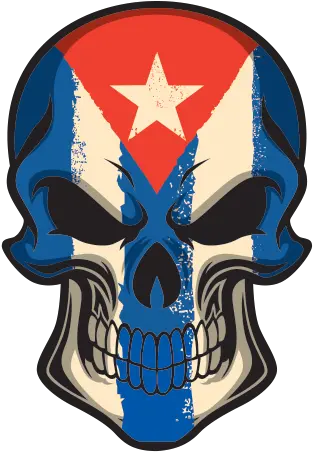  Printed Vinyl Cuba Flag Painted Cuban Skull Sticker Png Cuban Flag Png